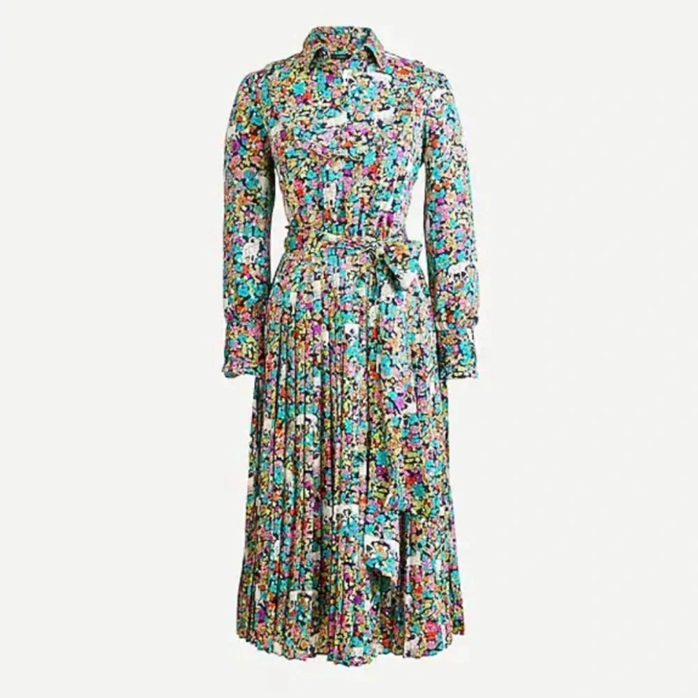 NWT Spring Summer Minimalist Retro J. Crew Animal Floral Print Dress - Picture 5 of 17